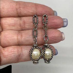 Pretty silver and pearl pierced earrings